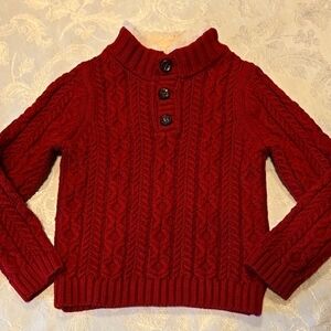 New Aspen Kids Red Unisex Cable-Knit Sweater Sherpa Collar Size 2T